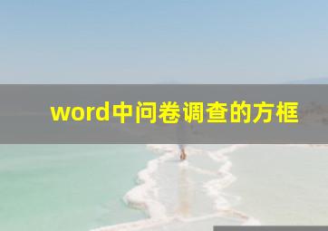 word中问卷调查的方框