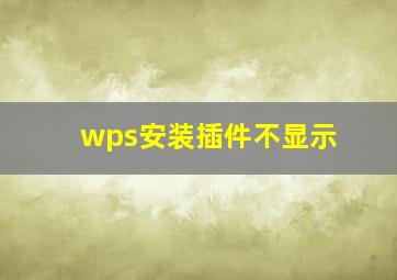 wps安装插件不显示