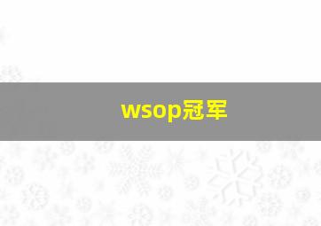 wsop冠军