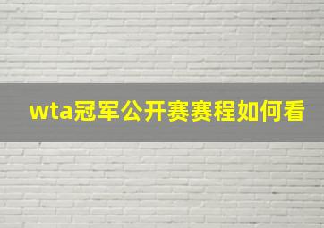 wta冠军公开赛赛程如何看