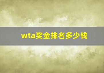 wta奖金排名多少钱