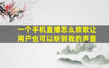 一个手机直播怎么放歌让用户也可以听到我的声音