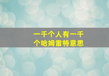 一千个人有一千个哈姆雷特意思