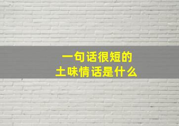 一句话很短的土味情话是什么