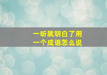 一听就明白了用一个成语怎么说