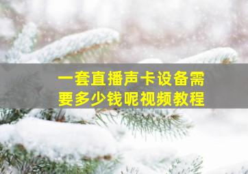 一套直播声卡设备需要多少钱呢视频教程