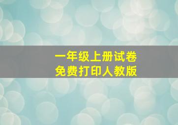 一年级上册试卷免费打印人教版