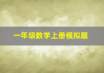 一年级数学上册模拟题