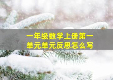 一年级数学上册第一单元单元反思怎么写