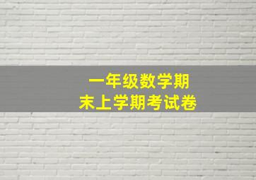 一年级数学期末上学期考试卷