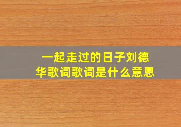 一起走过的日子刘德华歌词歌词是什么意思