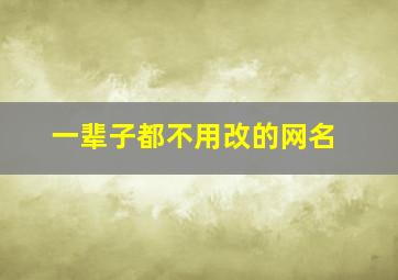 一辈子都不用改的网名