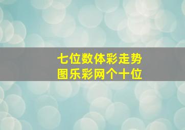 七位数体彩走势图乐彩网个十位