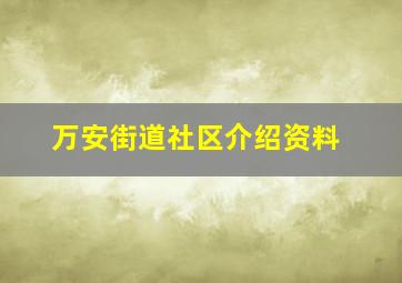 万安街道社区介绍资料