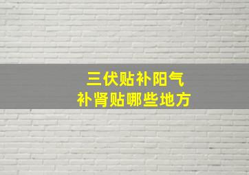 三伏贴补阳气补肾贴哪些地方