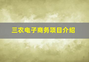 三农电子商务项目介绍