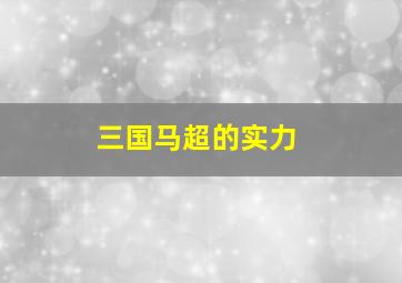 三国马超的实力