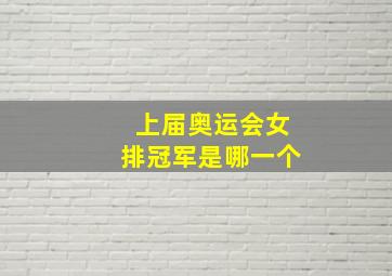 上届奥运会女排冠军是哪一个