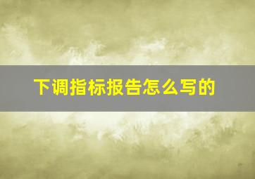 下调指标报告怎么写的