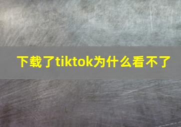 下载了tiktok为什么看不了