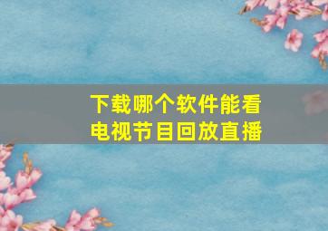 下载哪个软件能看电视节目回放直播