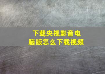 下载央视影音电脑版怎么下载视频