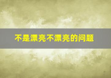 不是漂亮不漂亮的问题