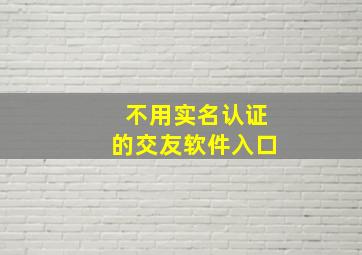 不用实名认证的交友软件入口