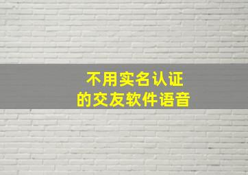 不用实名认证的交友软件语音