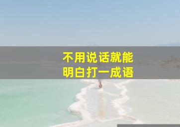 不用说话就能明白打一成语