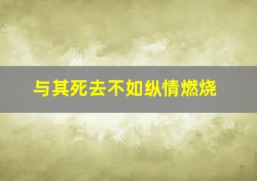 与其死去不如纵情燃烧