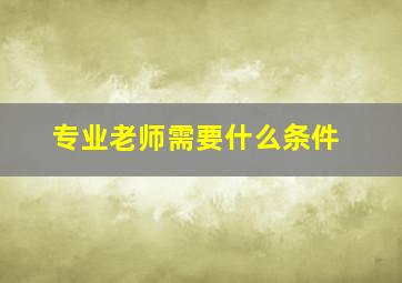 专业老师需要什么条件