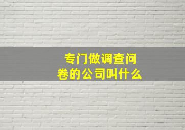 专门做调查问卷的公司叫什么