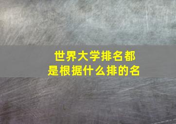 世界大学排名都是根据什么排的名