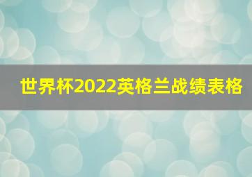 世界杯2022英格兰战绩表格