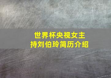 世界杯央视女主持刘伯玲简历介绍