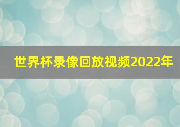 世界杯录像回放视频2022年