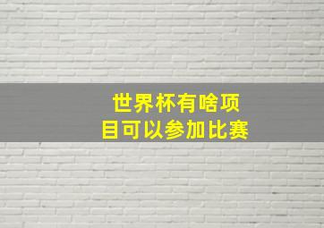 世界杯有啥项目可以参加比赛