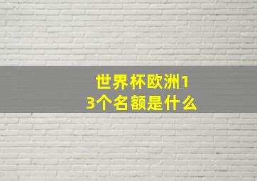 世界杯欧洲13个名额是什么