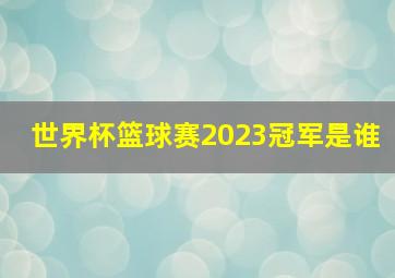 世界杯篮球赛2023冠军是谁