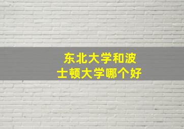 东北大学和波士顿大学哪个好