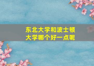 东北大学和波士顿大学哪个好一点呢