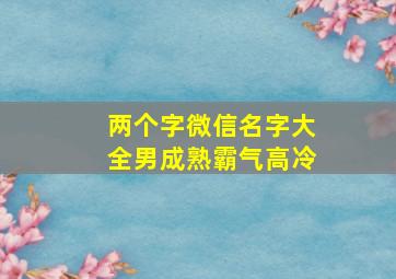 两个字微信名字大全男成熟霸气高冷