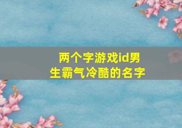 两个字游戏id男生霸气冷酷的名字