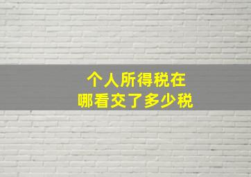 个人所得税在哪看交了多少税