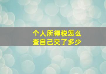 个人所得税怎么查自己交了多少