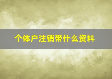 个体户注销带什么资料