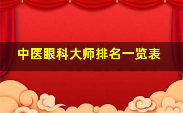 中医眼科大师排名一览表