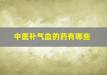 中医补气血的药有哪些