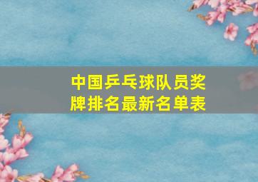 中国乒乓球队员奖牌排名最新名单表